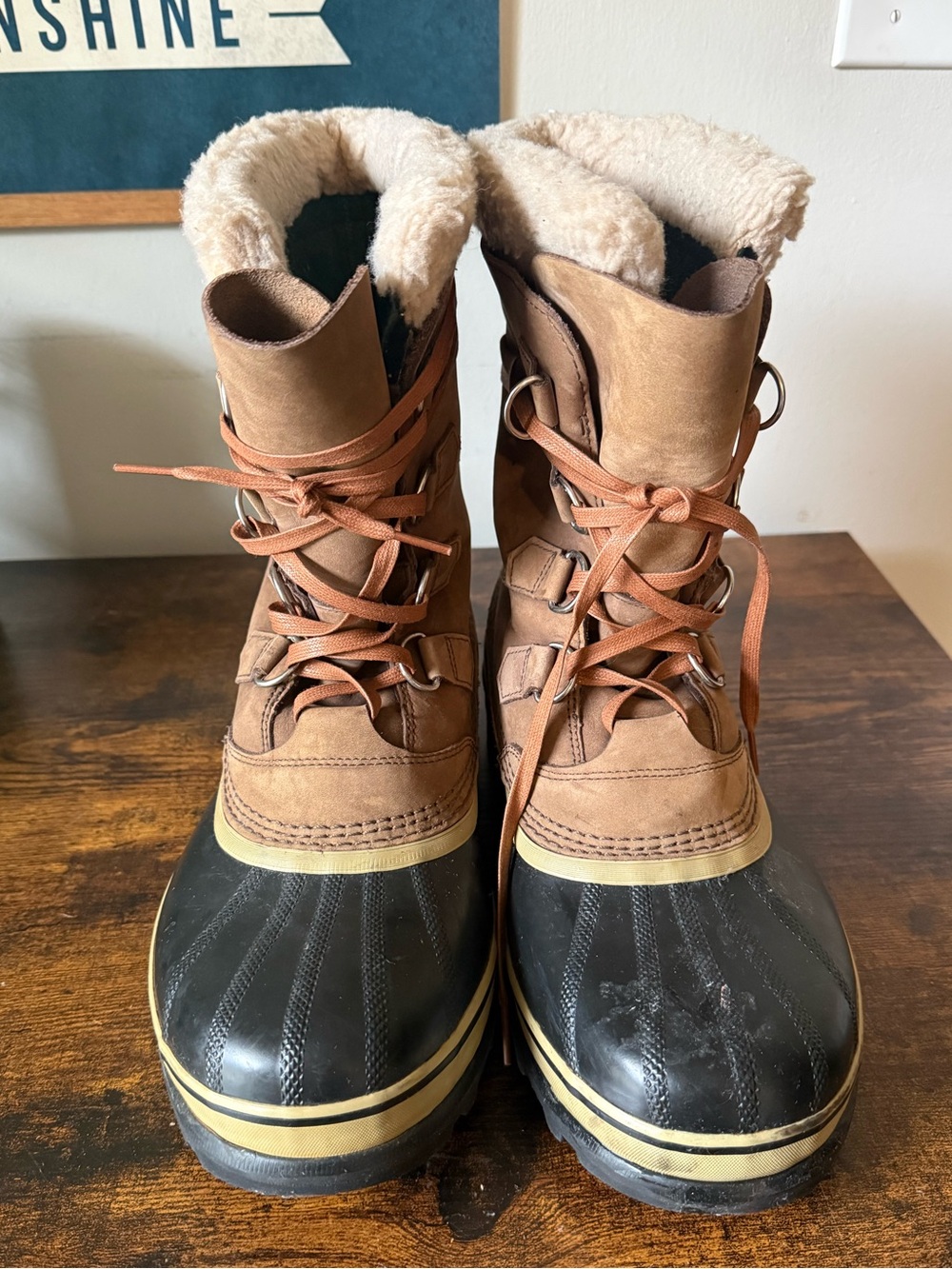 Sorel Men's Waterproof Leather Snow Boots Mid-Calf Brown/Black US 11 EU 44